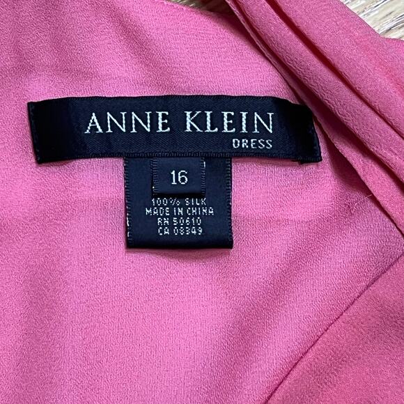 Vintage Y2K Anne Klein Plus Size 16 Silk Halter Dress Soft Powder Pink Ruched - Picture 7 of 11